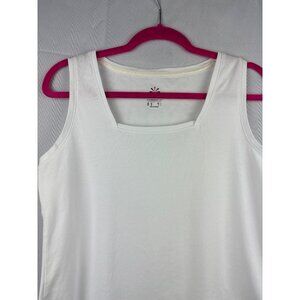 Isaac Mizrahi Live Womens White Cotton Tank Top M